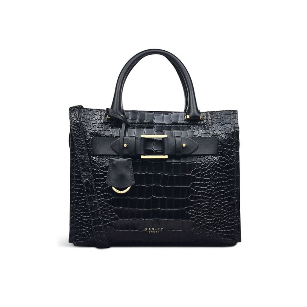 RADLEY LONDON Women's Black Agnes Polyester Hardware Logo Keychain Handbag Purse